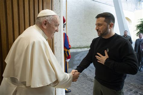 Pope Francis meets with Ukrainian President Volodymyr Zelenskyy at the Vatican